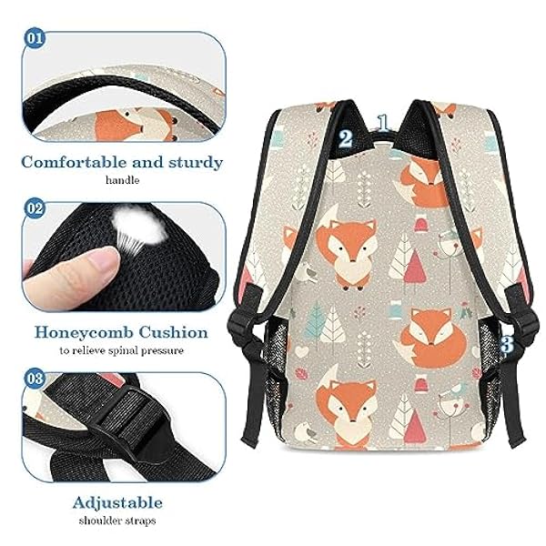 VAPOKF Schooltassenset voor tienermeisjes, jongens, studentenboekentas, rugzak met etui voor school, kleine vos, omringd door bloemen, Meerkleurig, Eén maat, Schooltassen Sets