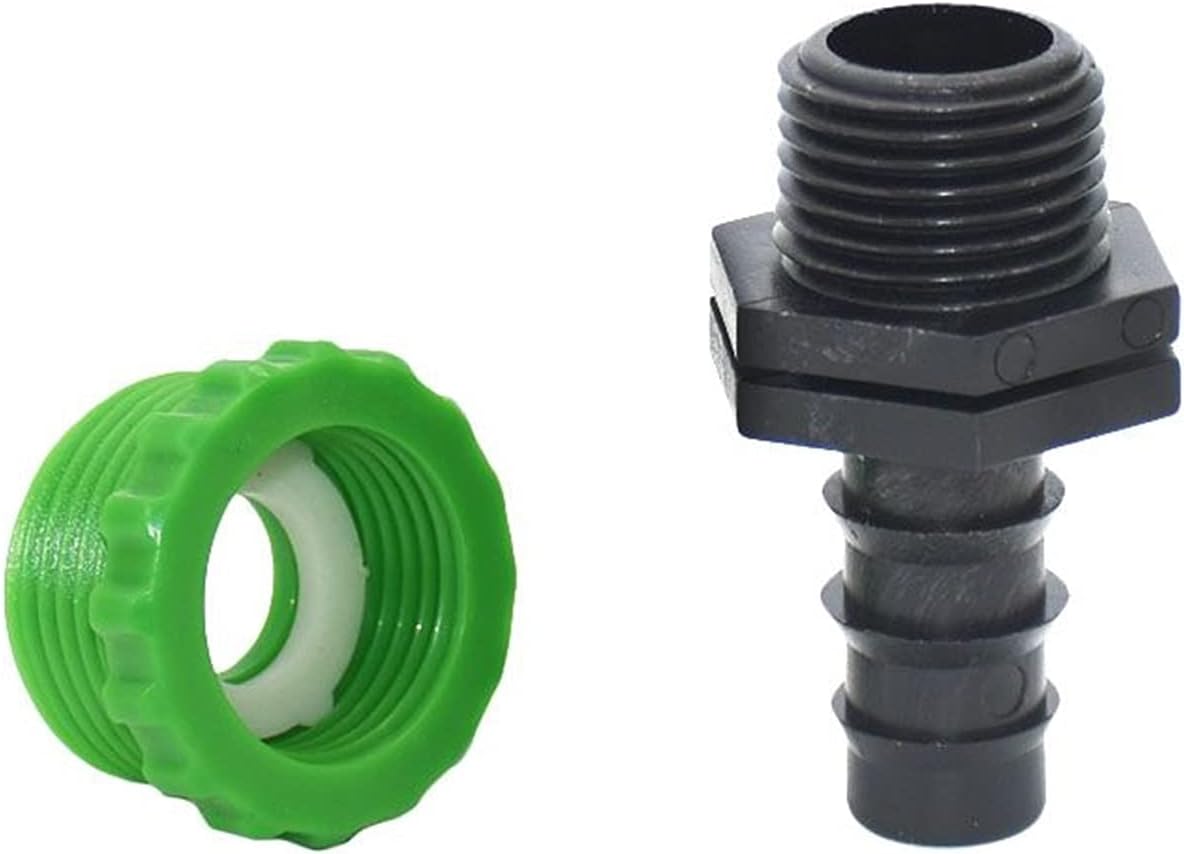 Hose Connector Garden Hose Male Thread 1/2 to 16mm Hose Barb Connector Garden Faucet End Plug Irrigation 3/4 to 1/2" Plastic Barb Adapter 35 Pcs (Color : 1 I 2 3 I 4 to 16mm)