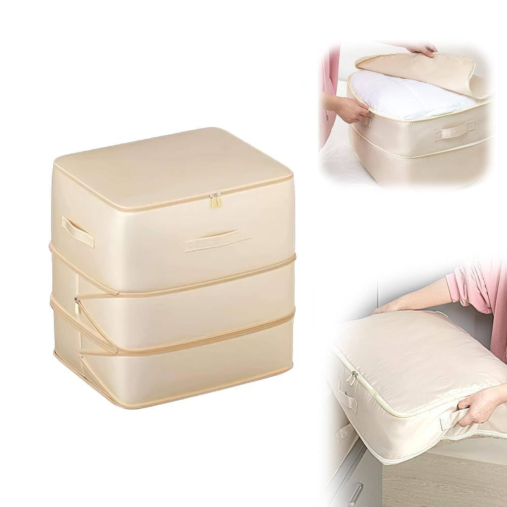 Gemsaya 2 stuks ultra ruimtebesparende zelfcompressie opbergzakken, 54 x 42 x 60 cm compressie dekbedden opbergtas grote capaciteit, zelfcompressie organizer met rits, verpakkingszakken voor dekbedden