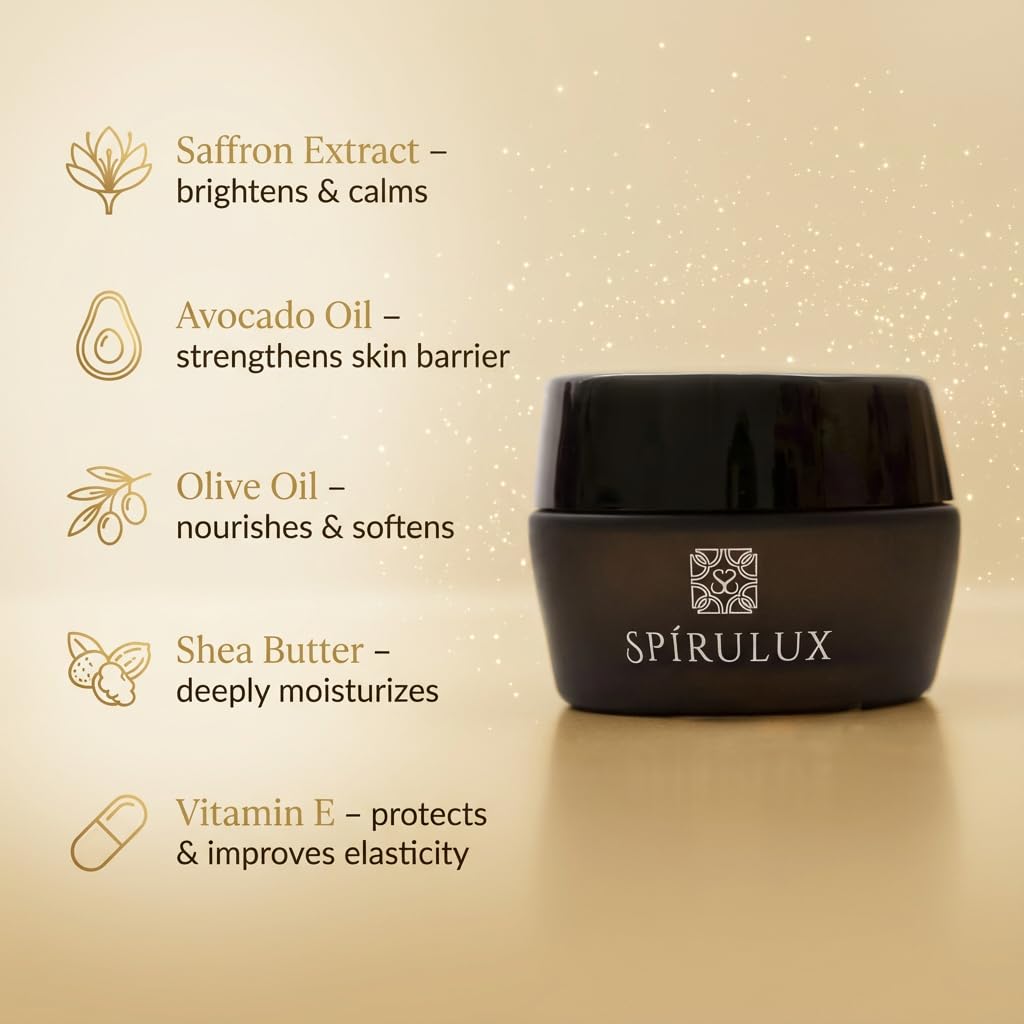 Spirulux Nourish + Protect Hydrating AM Moisturizer – Infused with Saffron Extract, Daily Day Cream for Bright, Firm, and Hydrated Skin (2.68 oz) - Image 4