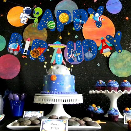 Banderole anniversaire theme espace deco guirlande fusée - 4