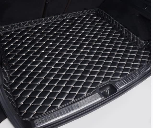 WITH001 Car Leather Boot Liner Mats for Nissan Patrol Y62 VI 2010-2023, Waterproof Non-Slip Car Boot Mats Cargo Tray Liners Anti-Dirty Luggage Mat,E Black White