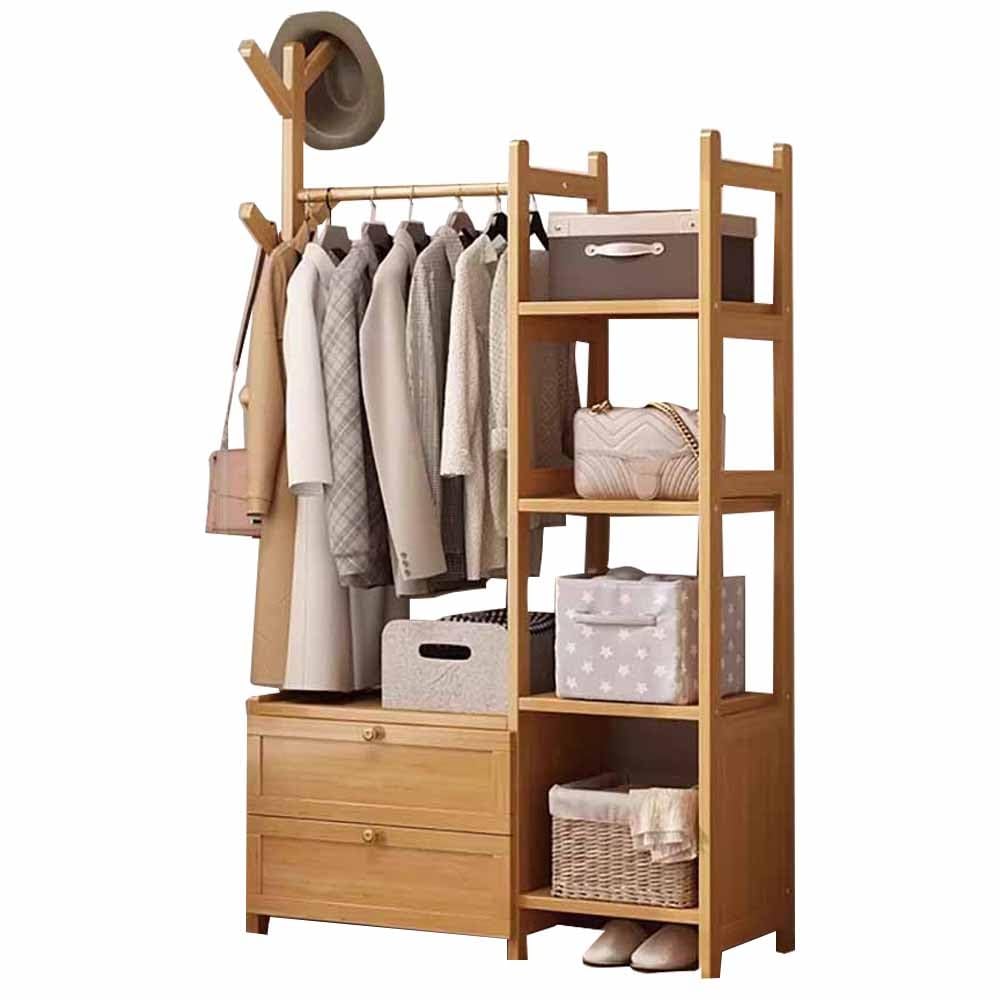 FGXHHS Industrial Wooden Coat Rack Stand with Shoe Sto, Shelves & Hoo, Max Load 100kg, nizer for Bedroom, Hallway Entryway - 50/70/80/100CM x 30CM 158CM