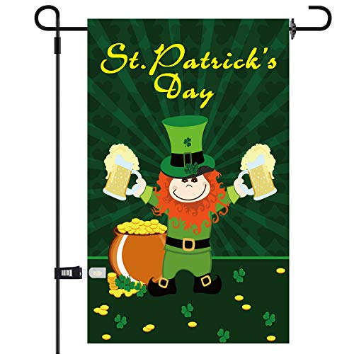 Niyattn St Patricks Day Garden Flag, Saint Patricks Day Garden Flag with One Anti-Wind Clip and One Anti-Wind Stopper, 12.5 x 18 inches
