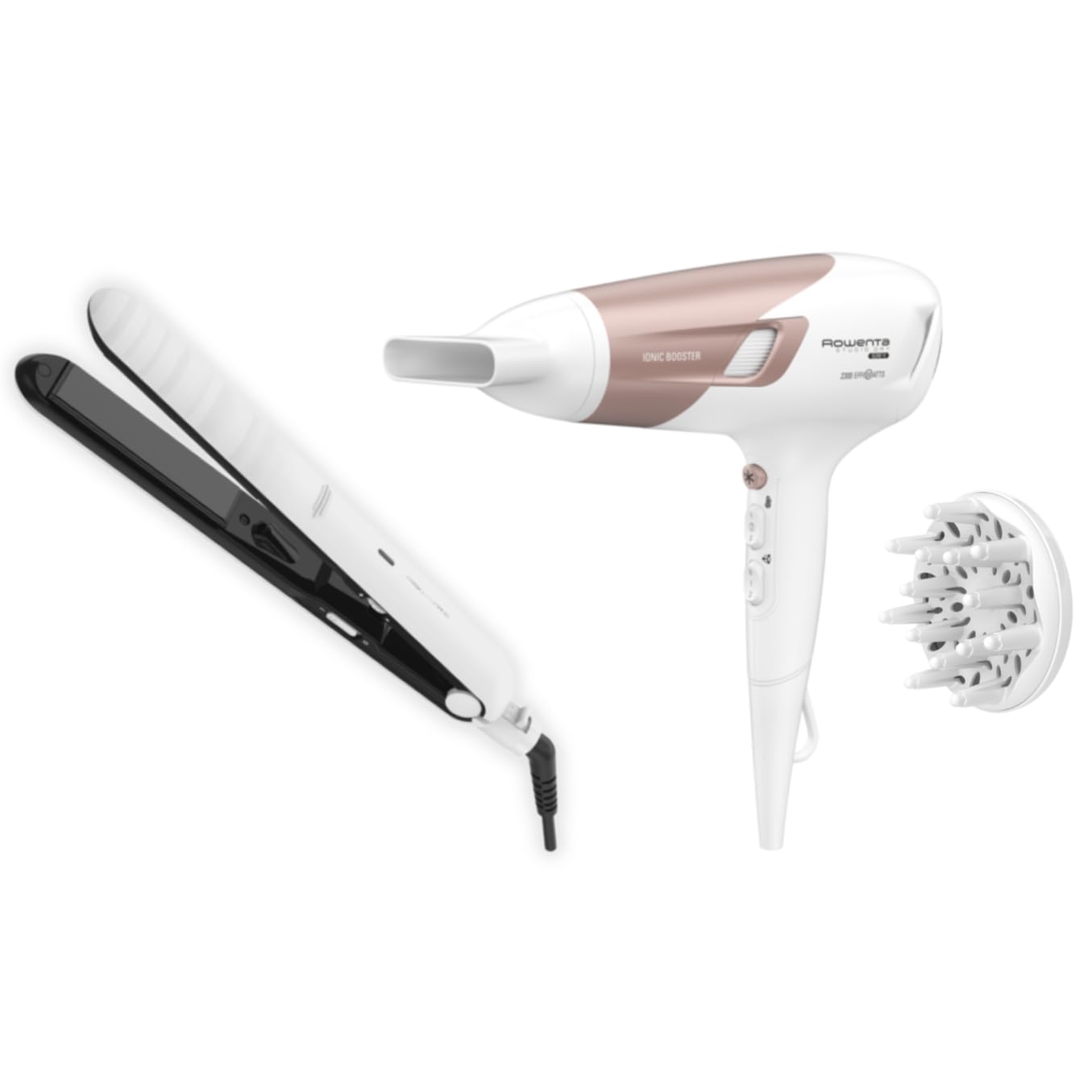 Rowenta Studio Dry Glow Haartrockner (2100 Watt), Rowenta Optiliss Haarglätter (Keramikbeschichtung)