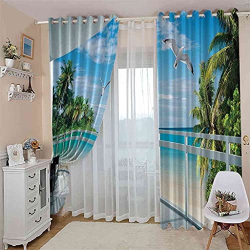 Rideau occultant enfant 264x160 cm pour transformer la chambre en un balcon vue mer - 4