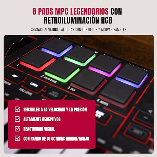 Miniatura 6 de Akai Professional Mpk Mini Iv Teclado Controlador Midi Usb-C Para Principiantes Y Productores Con Pads Mpc, Ruedas De Pitch Y Mod, Software De Producción, Native Instruments Sound Package, Negro