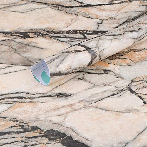 Image of Self Adhesive Vinyl Wrap High Gloss Marble Furniture Film Wallpaper (12 x 24 inch)