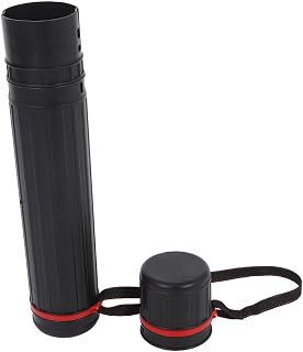 SAFIGLE Tubo Extensible para Pósteres y Planos Diseño Telescópico Ajustable Plástico Resistente Almacenamiento Seguro para Documentos y Dibujos Color Negro Mediano Portátil