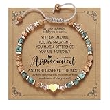 Regalos para mujeres, pulsera de piedra natural positiva regalo pulsera ajustable, pulsera moderna con caja de regalo, pulsera con colgante de corazón para mujer, novia, mamá, abuela, regalo del día