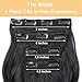 4PCS Clip in Hair Extensions 20Inch Long Wavy Hair Extensions Clip ins Synthetic Thick Hair Piece for Women(Black)