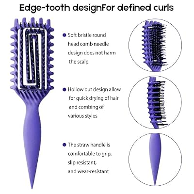 Curly Hair Brush Candybrush Curl Defining Brush for Detangling Shaping and Defining Curls for Women, Men, Wet & Dry Hair (Purple)
