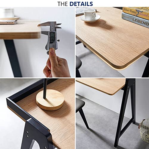 Bureau d'écriture en bois robuste avec structure métallique moderne