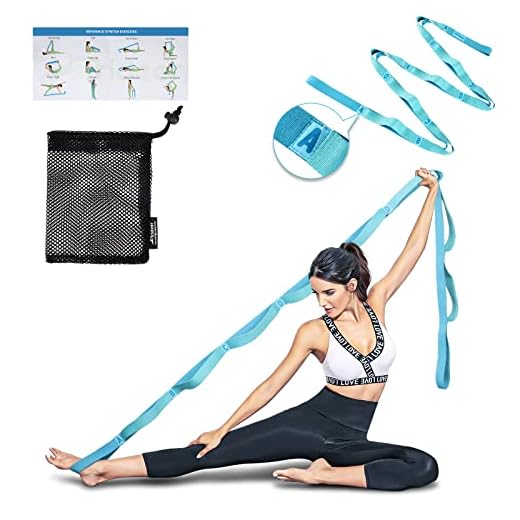 Trideer Lettered Stretching Strap - 12 Loops Non-Elastic Stretch Strap, Perfect Home Workout Stretching Out Strap for Physical Therapy, Yoga, Pilates, Dance - Extra Guide & Carry Bag