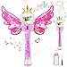 Ucradle Bubble Machine, Zauberstab Seifenblasenmaschine mit Musik & Licht für Mädchen Kinder, Magic Wand Bubble mit Seifenblasen Flüssigkeit, Outdoor Bubble Toys für Partys Geburtstag Geschenk