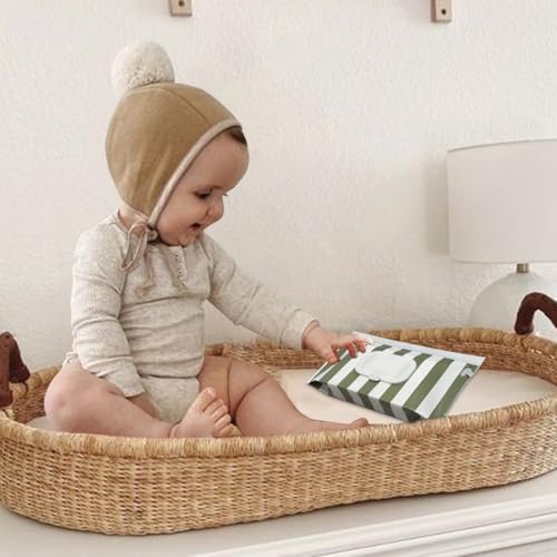 Baby Wipe Holder,Wipe Dispenser, 3-Pack Portable Refillable Wipe Container,Reusable Travel Baby Wipes Case, Waterproof and Dustproof, Wipe Holder for Diaper (Green) - 4