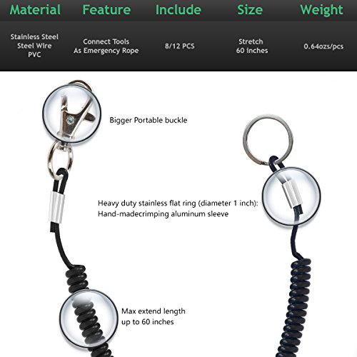 image for DICERO Fishing Coiled Lanyard (Pack of 8 or 12) Accessories Plastic Re