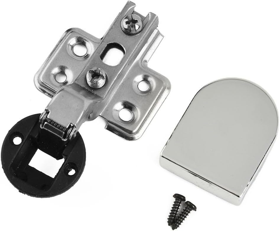 Glass Furniture Hinge with Round Head and Hydraulic Damping Buffer for Cabinet Doors, Kitchen Cupboards, and Meeting Room Glass Door Applications (Large)