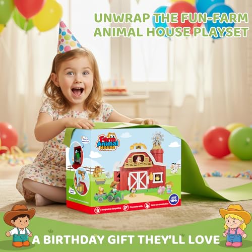 30-Piece Upgraded Farm Animal Big Barn Playset Gifts for Toddlers Christmas|Montessori Learning Toys for 18 Months Olds Girls Boys|Pretend Animal with Tractor Birthday Gifts for 2 Years - Image 8