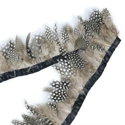 Flecos de plumas de faisán y gallina de Guinea pequeñas con adornos de plumas naturales con lunaress, 5-8 cm, 1 m/2 m, natural, 1 metro
