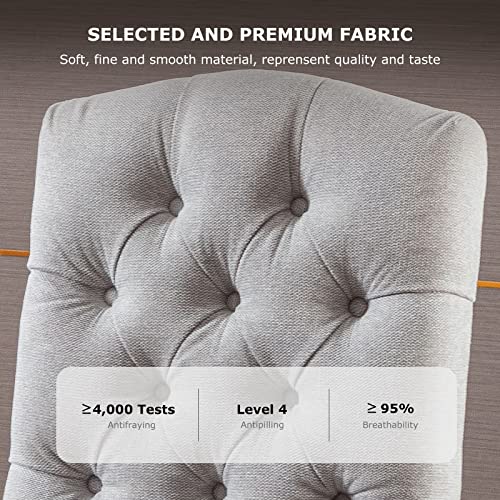 Colamy Button Tufted Dining Chairs Set Of 6, Upholstered Parsons Dining Room Chairs, Fabric Kitchen Side Chair With Nailhead Trim And Wood Legs, Light Grey #TOP5