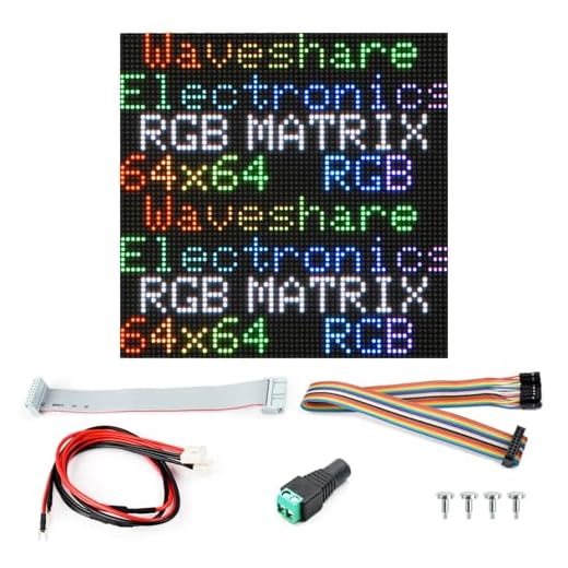 Waveshare RGB Full-Color LED Matrix Panel, 2mm Pitch, 64 × 64 Pixels, Adjustable Brightness, GOB Version