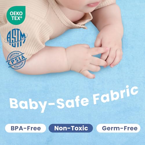 Image of Baby Play Mat for Floor,1.3 inch Thick Memory foam Tummy Time Mat for Toddlers,Infants,kids,Water-Repellent Soft Nursery Rug,Extra Large Non Slip for Crawling&Yoga,Tatami Style for Living Room(Light Blue)