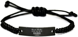 Bracelet for Rabbi Don't Make me use my Rabbi Voice, Sarcasm Rabbi Rope Bracelet Birthday Christmas Wedding Fathers day Mothers day gifts for Rabbi, Small, black