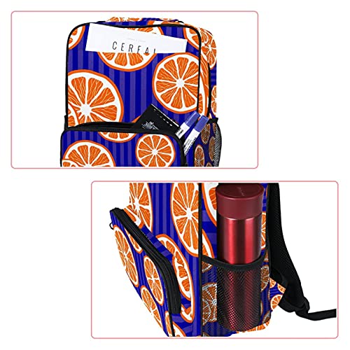 Sac à dos ordinateur portable avec imprimé citron à rayures tendance pour femme