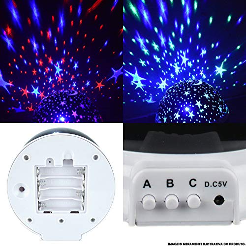 Luminária Infantil Projetor Abajur Criança Estrelas Rosa CBRN10684 +Adaptador para Tomada - Commerce