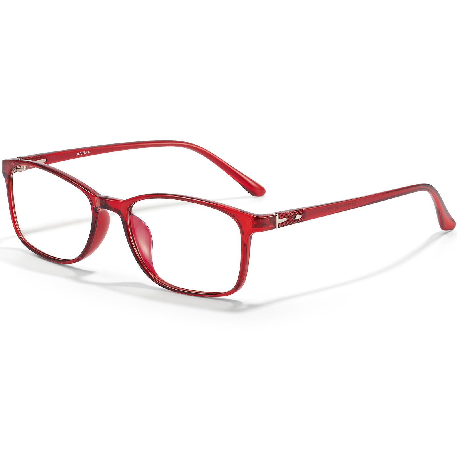 ANRRI Blue Light Blocking Glasses Anti Eyestrain UV Filter Computer Game Eyeglasses Lightweight Red Frame