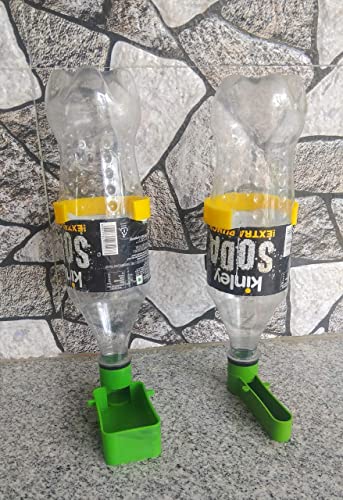 Bird-Cage-Plastic-Drinker-Feeder-for-Any-Bottle-Fit-Green-Pack-of-3