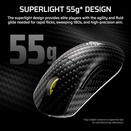 Corsair Sabre v2 PRO Wireless CF FPS Gaming Mouse – 33,000 DPI Marksman S Sensor, 8,000Hz Hyper-Polling, Carbon Fiber Unibody, Lightweight, Up to 120hr Battery – Black by Corsair - Image 4