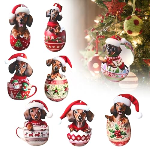 Zidoley 8 Stück Dackel Tannenbaumschmuck Geschenke Cute Dachshund...