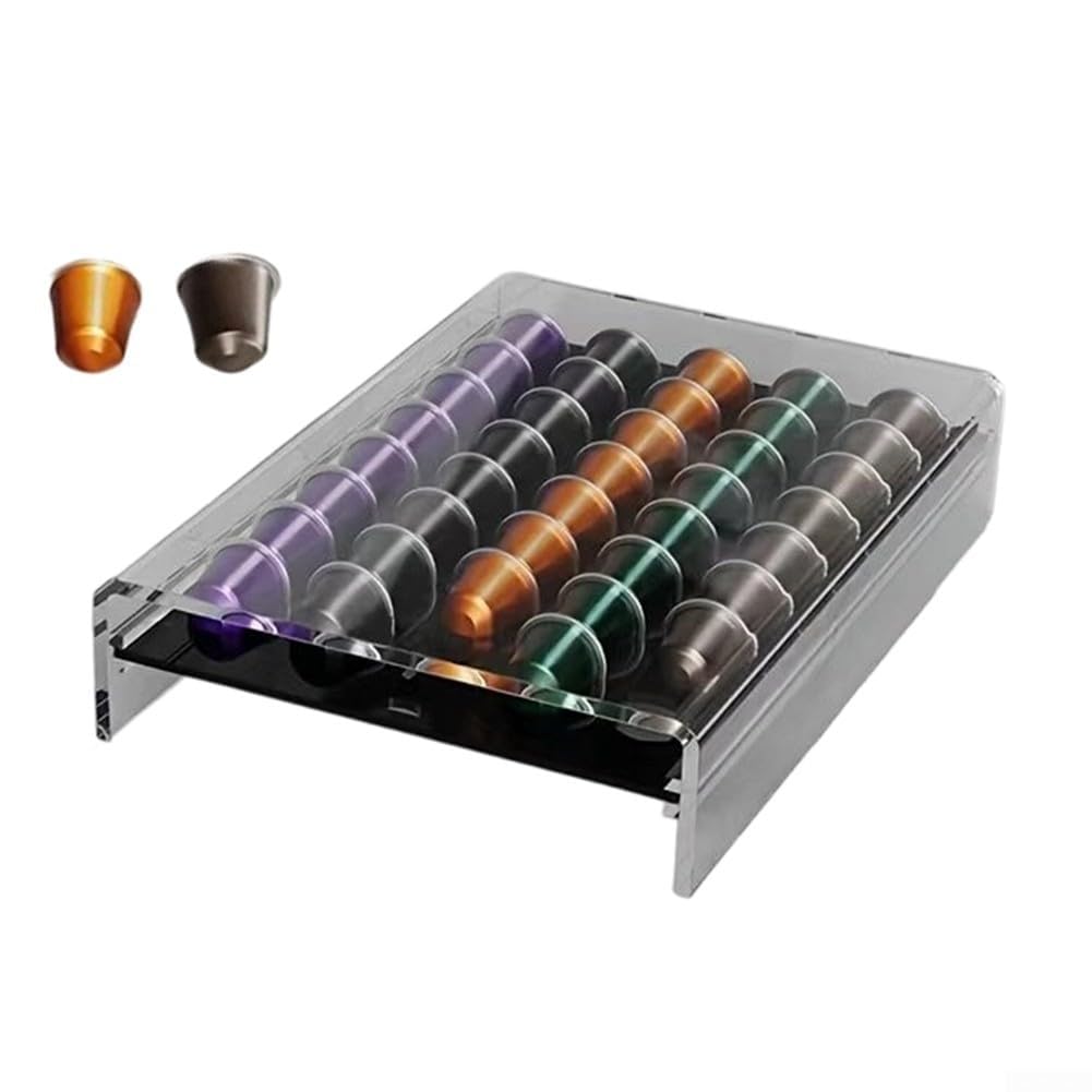 Soporte acrílico para cápsulas de café, organizador de cajones transparente para encimera de cocina, ahorro de espacio, soporte de exhibición transparente