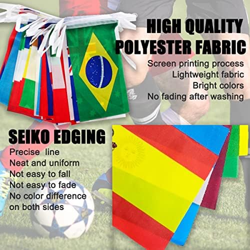 World Cup Football 2022 Bunting Banner,Flags of the world Bunting,World Cup 32 Countries Flags Bunting International Bunting Banner for Garden Bar Restaurant Street Party, Eurovision Party Decorations