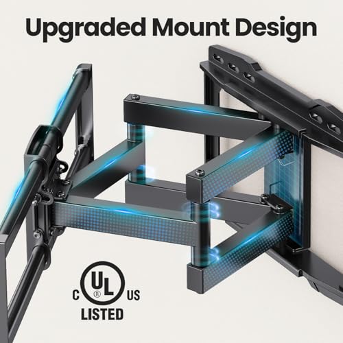 USX STAR UL Listed Full Motion TV Wall Mount Bracket for Most 37-90 inch TVs, Swivel Tilt Extension Level TV Mount, Max VESA 600x400mm, Holds up to 132lbs & 16" Wood Studs with Hole Drilling Template - Image 3