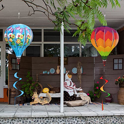 Giant Rainbow Butterfly Hot Air Balloon Garden Wind Spinners Large Pinwheels Lawn Yard Catchers Ornaments Windmills Outdoor Hanging Decor Whirligigs Wind Hanging Windsock 2Pack #TOP5