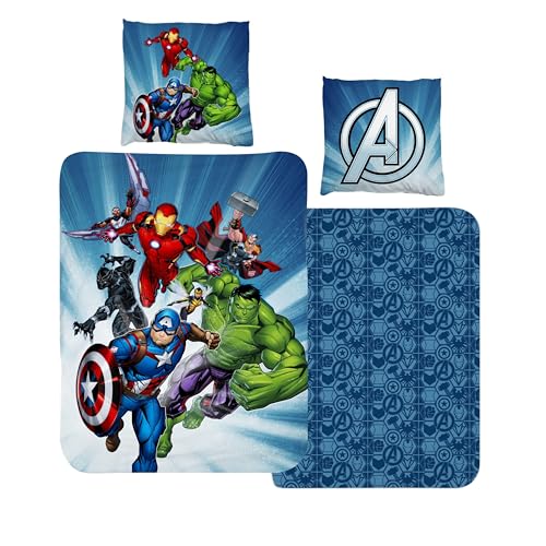 Bettwäsche 135x200 Flanell, Biber Jungen, Marvel Avengers, kuschelig weich...