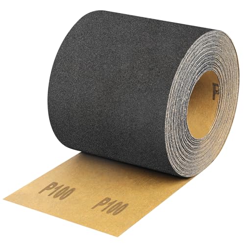 Shineboc 100 Grit Sandpaper Roll 3-2/3 Wide 11 Yard Wet Dry Silicon Carbide Longboard Sand Paper for Automotive Metal Wood SandingPolishing