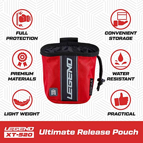 Legend - Xt520 Quick Release Pouch & Finger Tab Bag (Red) | Interior Divider For Better Organization & Storage Of Release Aids | Attaches To Standard 2" Belt | Quick Drawstring Closure #TOP4