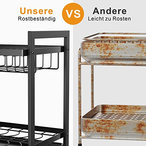 Foto von iSPECLE 2-stufiges Spülgestell mit Schneidebrett-Ablage und Zubehörhalter – Geschirrspüler für die Küchenarbeitsplatte inklusive Aufhängehaken, Schwarz