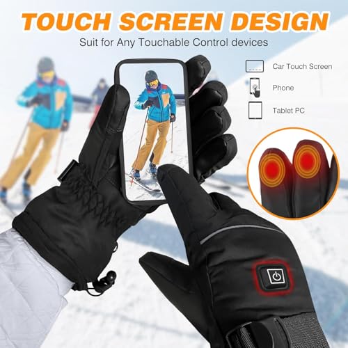 JUANWAN Heated Gloves for Men - Rechargeable Electric Battery Heated Gloves for Men and Women Touchscreen Wint