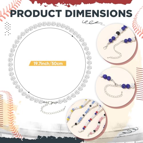 20 Pcs Bling Beaded Baseball Necklace for Men Women Baseballer Ice Inspired Rhinestone Discoball Necklaces Unisex Cool Gifts for Baseball Players Lovers3