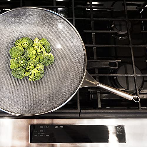 Rsvp International Splatter Screen, One Size - Fine Mesh Stainless Steel, 13" In Diameter With 6.25" Handle |Keeps Its Shape & Construction Over Time | Dishwasher Safe, 13 Inch, Multi Color #TOP3