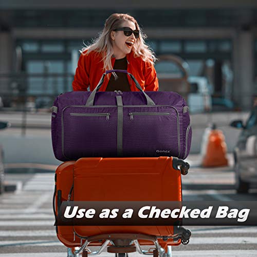 Gonex 100L Foldable Travel Duffel Bag for Luggage Gym Sports, Lightweight Travel Bag with Big Capacity, Water Repellent (Purple)