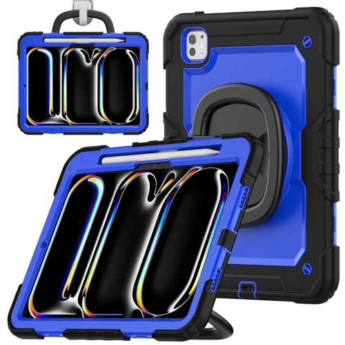 Coque iPad Pro 11 M4 antichoc triple couche avec support rotatif et sangle