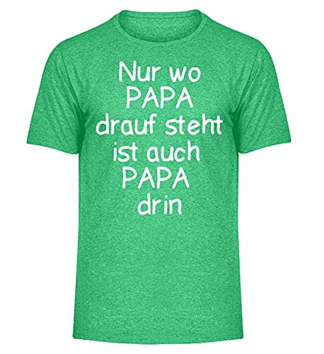 T-Shirt Papa chiné vert pour homme avec texte humoristique taille S