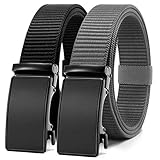 Mens Belts Casual 2 Pack Golf Belt, Ratchet Belt Nylon, Fully Adjustable Web Belt Trim to Fit (Ratchet Web Belt)