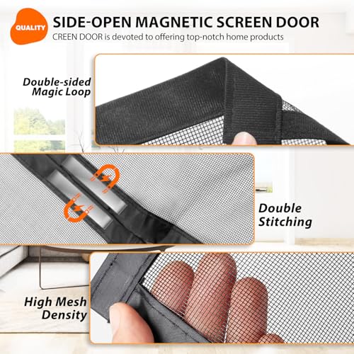 SCREEN DOOR Fliegengitter Tür 110x240cm | Umkehrbare Fliegengitter Balkontür mit Links/Rechts-Öffnung, Einfacher Zugang, Insektenschutz – Schwarz